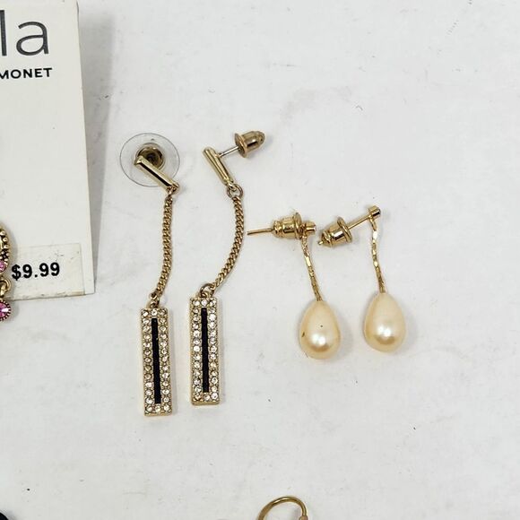 Gold Tone Drop Dangle Hoop Earring Lot AEL30a - Picture 7 of 9